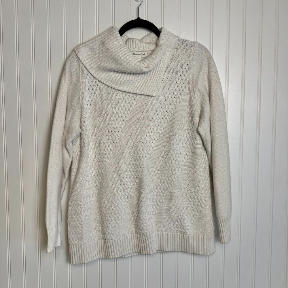 Coldwater Creek ivory cowl neck chunky knit sweater size XL L4